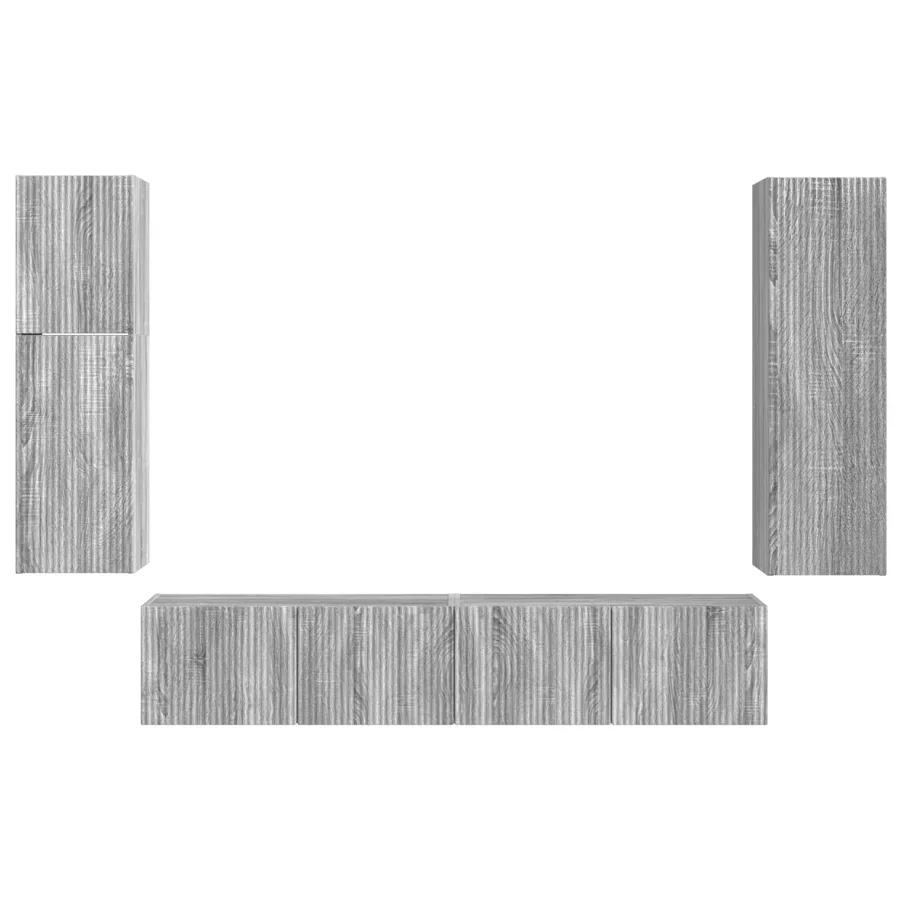 Ensemble meuble TV 4 pcs Gris Sonoma Bois d'ingénierie - 9