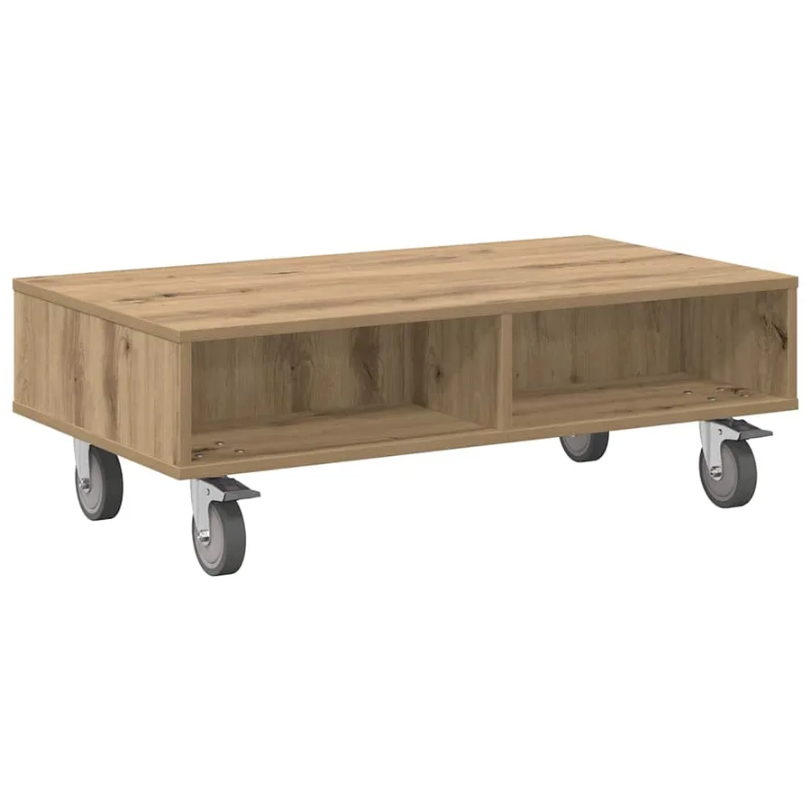 Table d'appoint avec roues Chêne artisanal 90 x 50 x 30 cm - 2