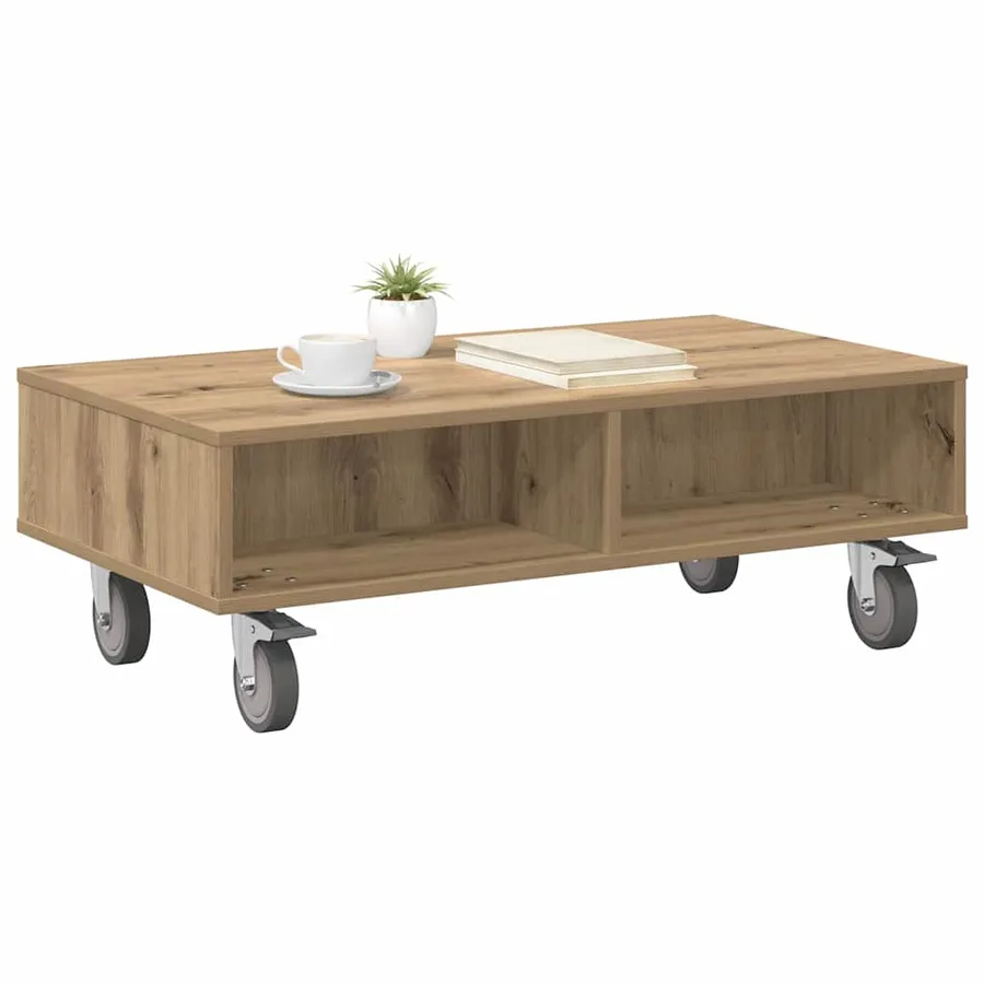 Table d'appoint avec roues Chêne artisanal 90 x 50 x 30 cm - 3