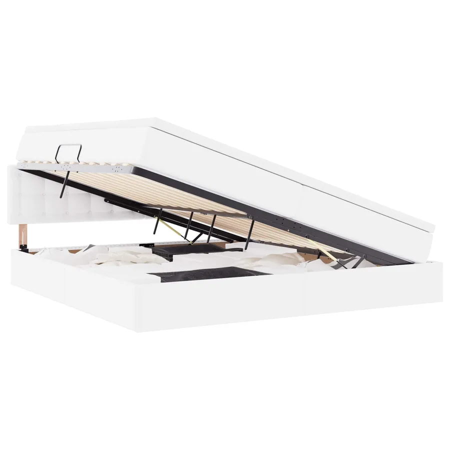 Lit avec rangement et matelas Blanc pur 200 x 200 cm - 2