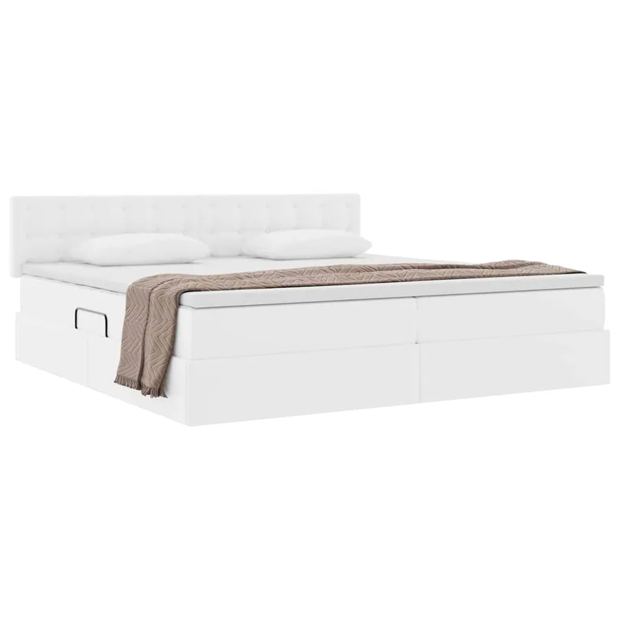 Lit avec rangement et matelas Blanc pur 200 x 200 cm - 3