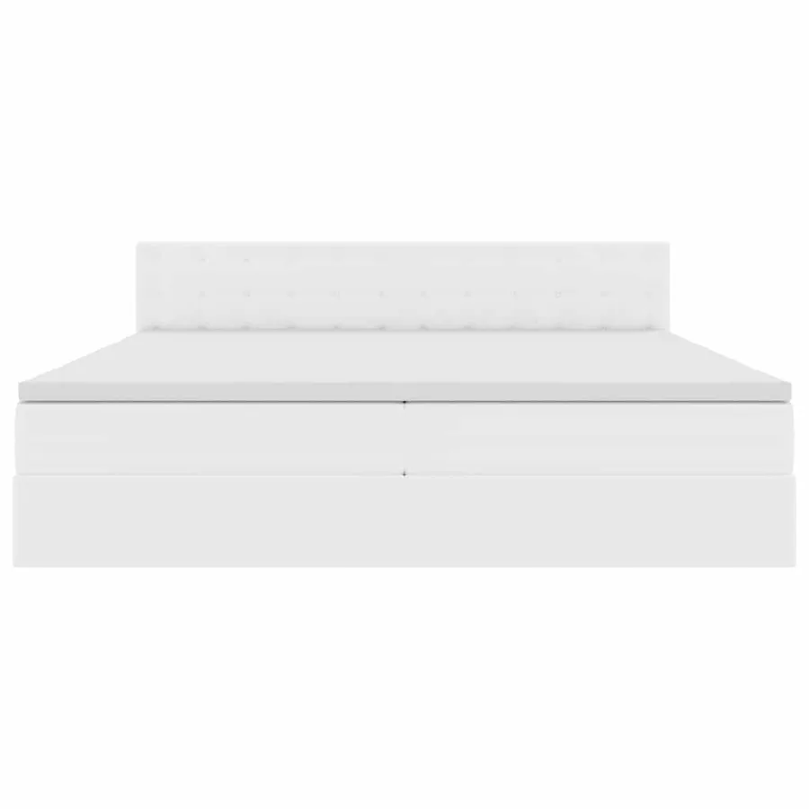 Lit avec rangement et matelas Blanc pur 200 x 200 cm - 6