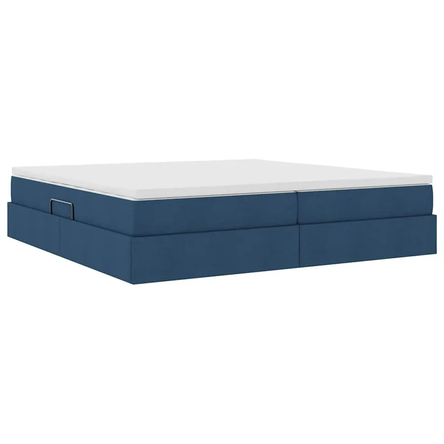 Lit avec rangement et matelas Bleu 200 x 200 cm Polyester - 5