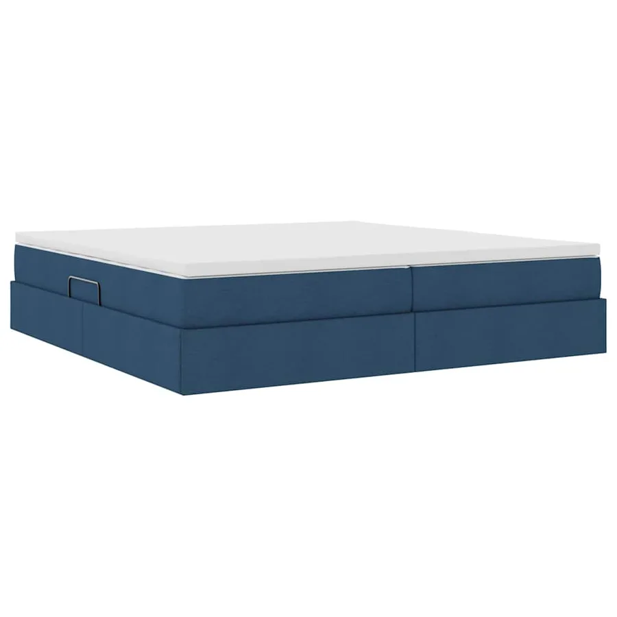 Lit avec rangement et matelas Bleu 200 x 200 cm Polyester - 9