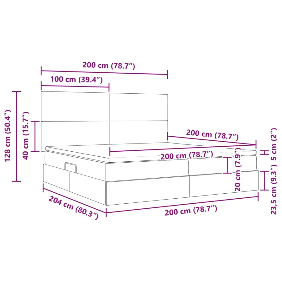 Lit avec rangement et matelas Bleu 200 x 200 cm tissu - 15