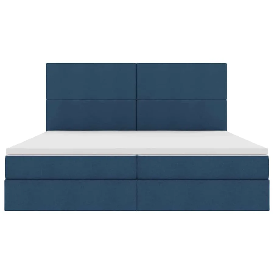 Lit avec rangement et matelas Bleu 200 x 200 cm tissu - 7
