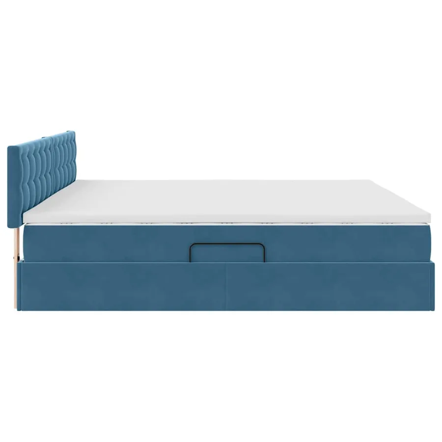 Lit de Rangement avec matelas Bleu foncé 200 x 200 cm Velours - 9