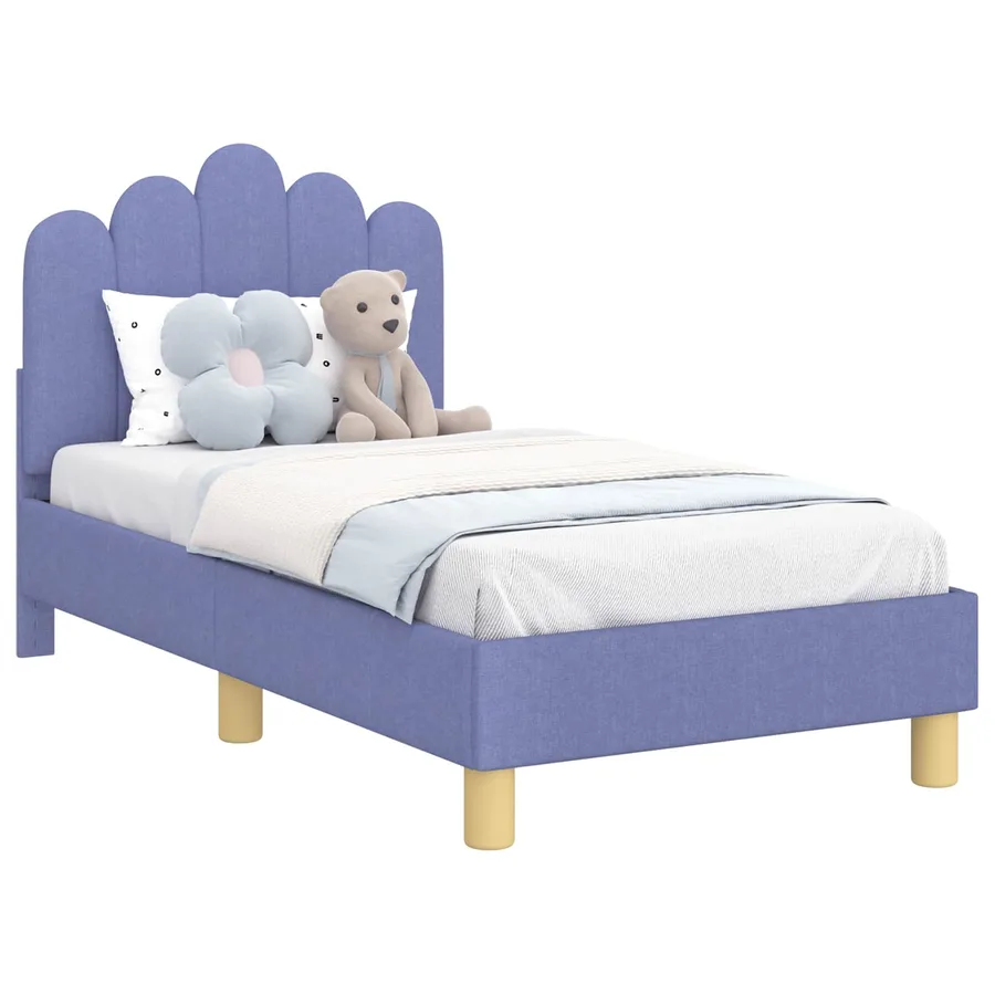 Cadre de lit pour tout-petit avec tête de lit Bleu denim Tissu - 2