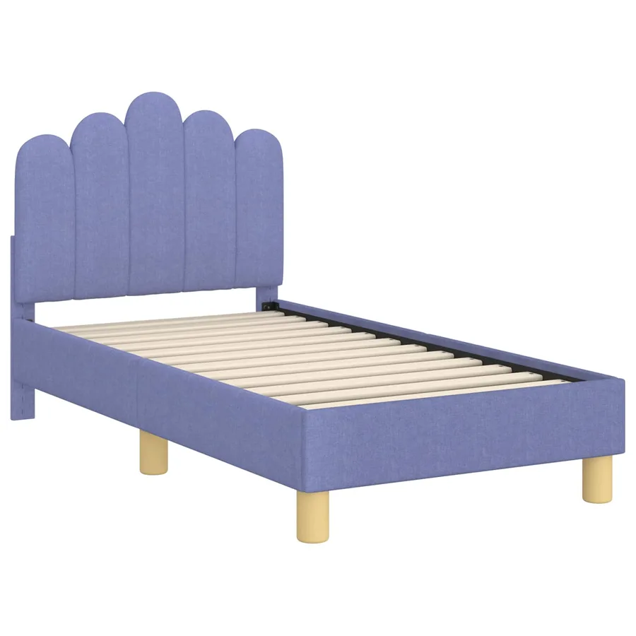 Cadre de lit pour tout-petit avec tête de lit Bleu denim Tissu - 4