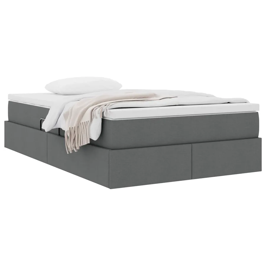 Lit avec rangement et matelas Gris foncé 120 x 190 cm Polyester - 3