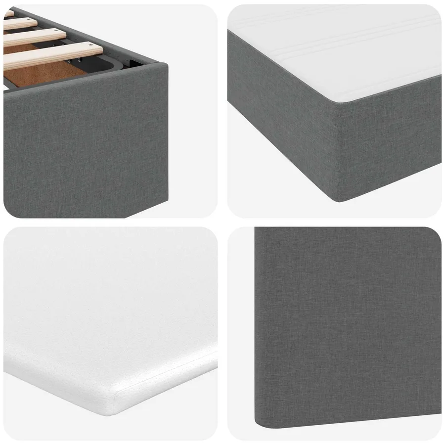 Lit de rangement LED avec matelas Gris foncé 120 x 190 cm Tissu - 13