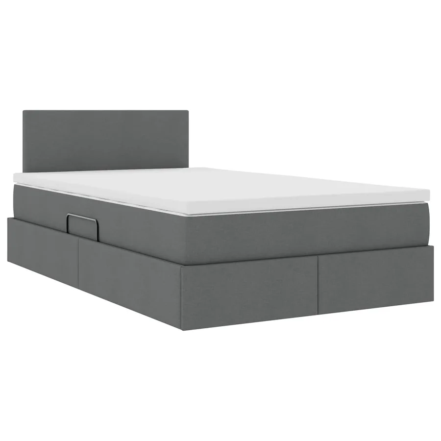 Lit de rangement LED avec matelas Gris foncé 120 x 190 cm Tissu - 6