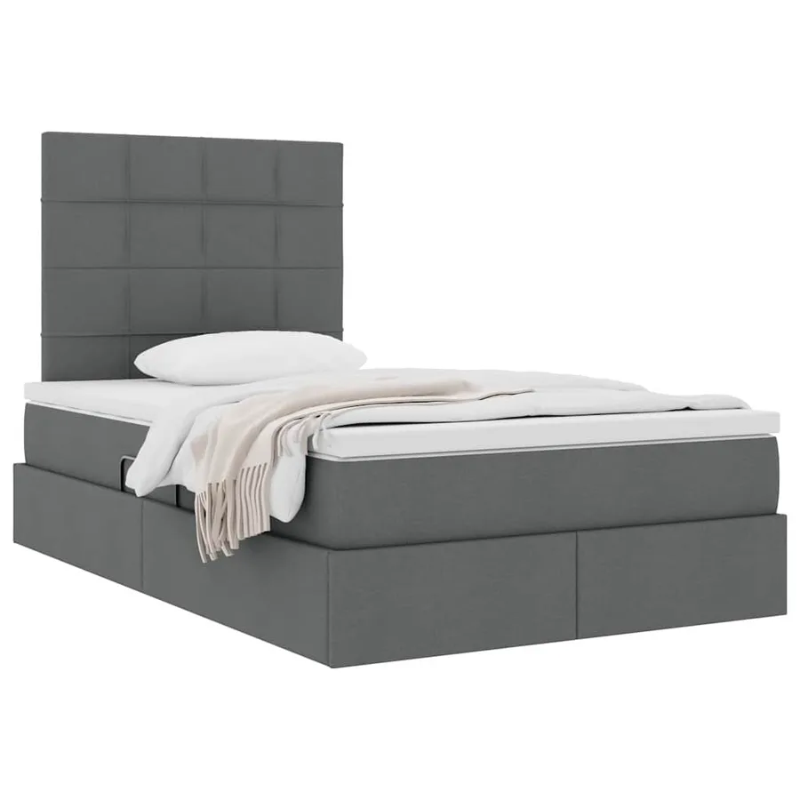 Lit avec rangement et matelas Gris foncé 120 x 190 cm tissu - 3