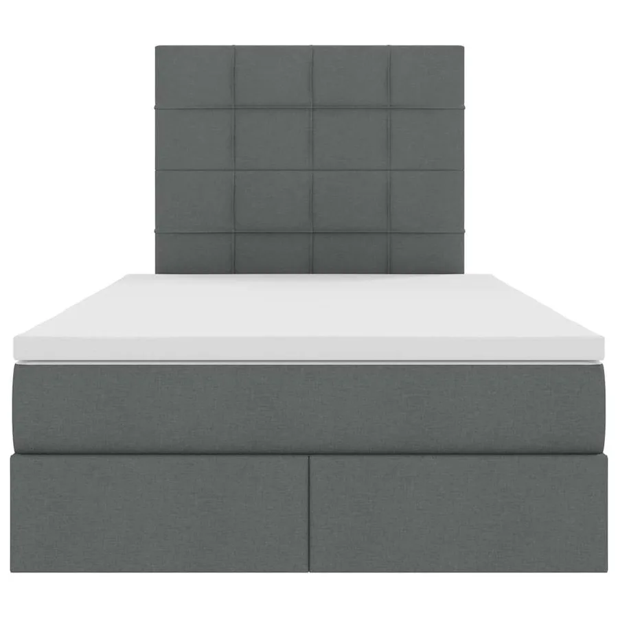 Lit avec rangement et matelas Gris foncé 120 x 190 cm tissu - 7