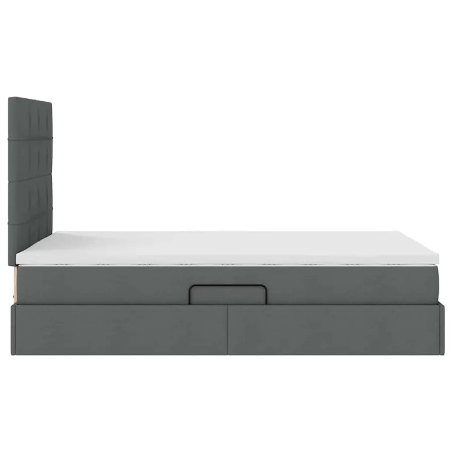 Lit avec rangement et matelas Gris foncé 120 x 190 cm tissu - 8