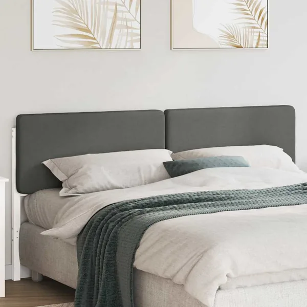 Tête de lit capitonnée Blanc et gris clair 200 cm Pin massif