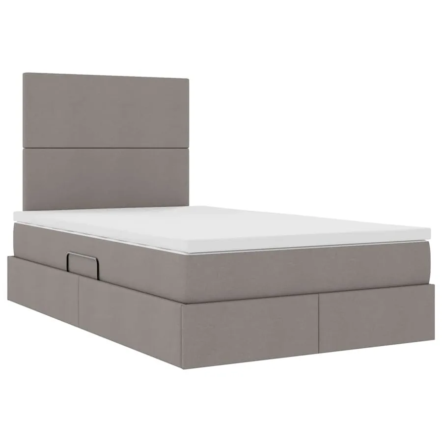 Lit avec rangement et matelas Taupe 120 x 200 cm tissu - 5