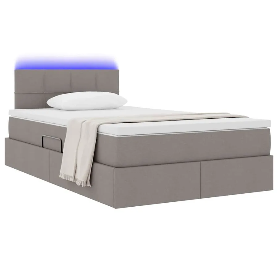 Lit de rangement LED avec matelas Taupe 120 x 200 cm Tissu - 3