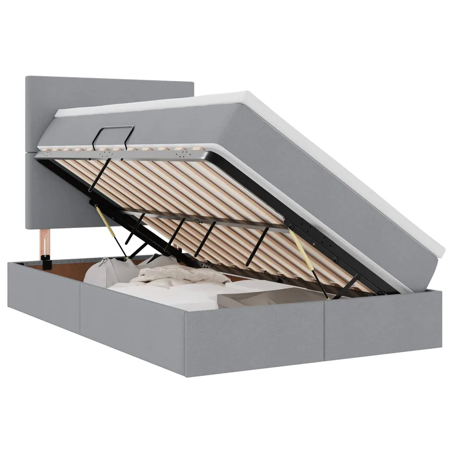 Lit de rangement LED avec matelas Gris clair 120 x 200 cm Tissu - 2