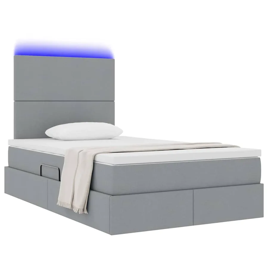 Lit de rangement LED avec matelas Gris clair 120 x 200 cm Tissu - 3
