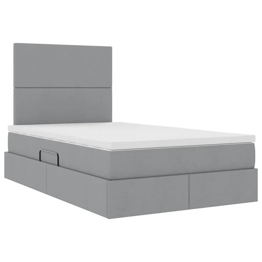 Lit de rangement LED avec matelas Gris clair 120 x 200 cm Tissu - 6