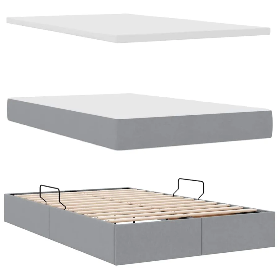 Lit de rangement LED avec matelas Gris clair 120 x 200 cm Tissu - 9