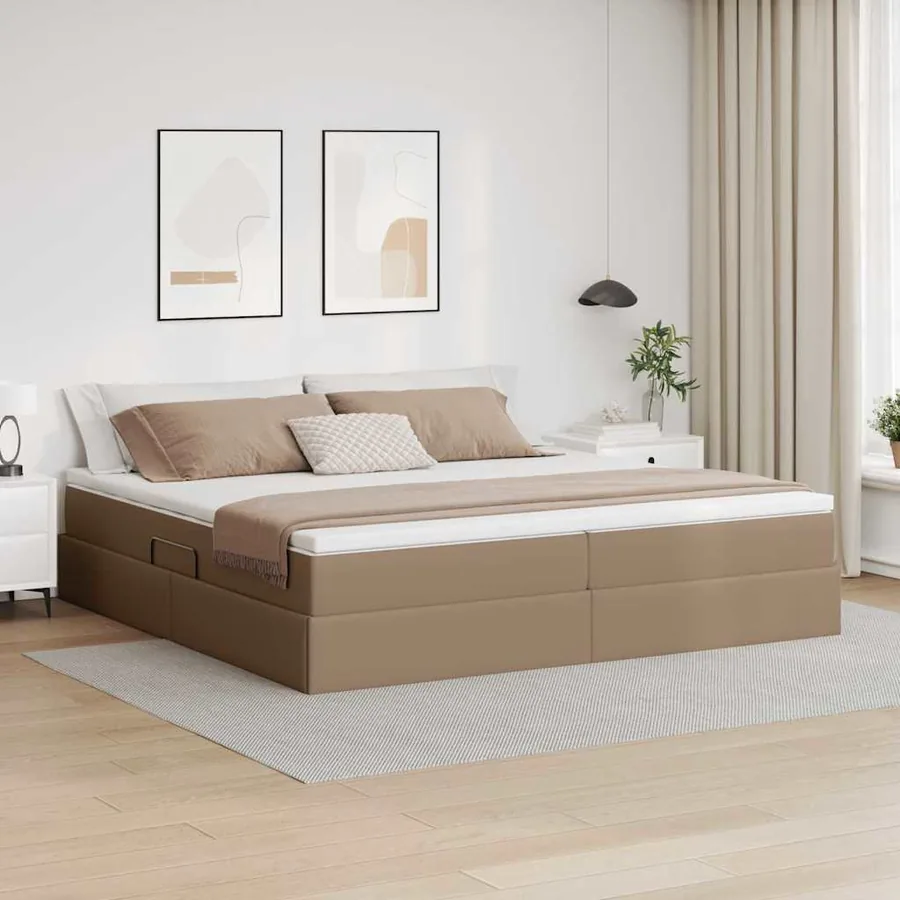 Lit avec rangement et matelas Cappuccino 200 x 200 cm