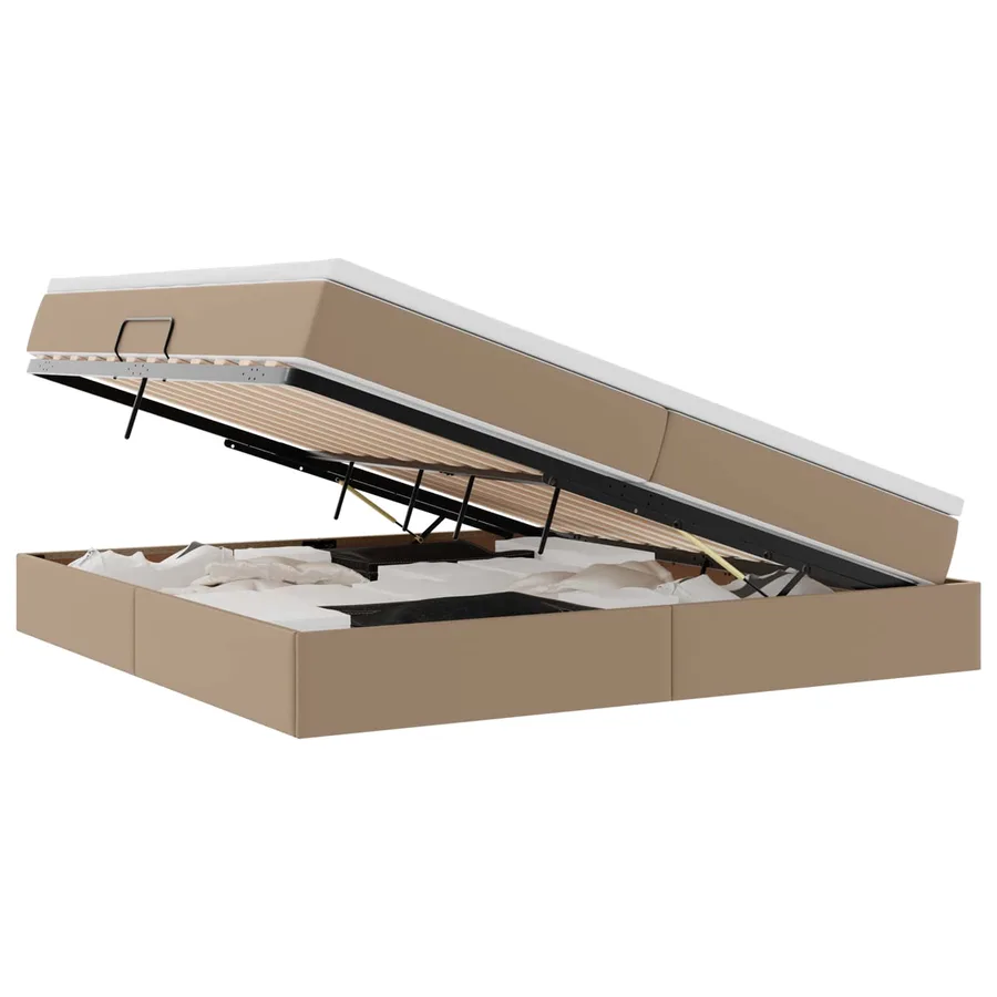 Lit avec rangement et matelas Cappuccino 200 x 200 cm - 2