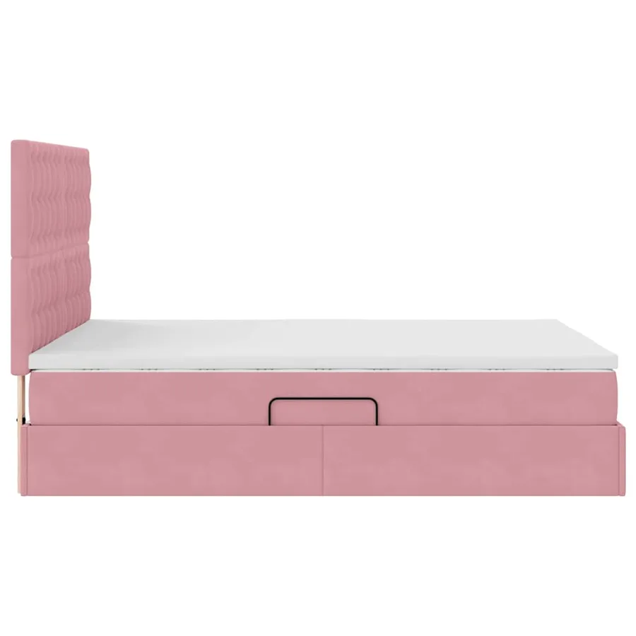 Lit avec rangement et matelas Rose 140 x 190 cm Velours - 10