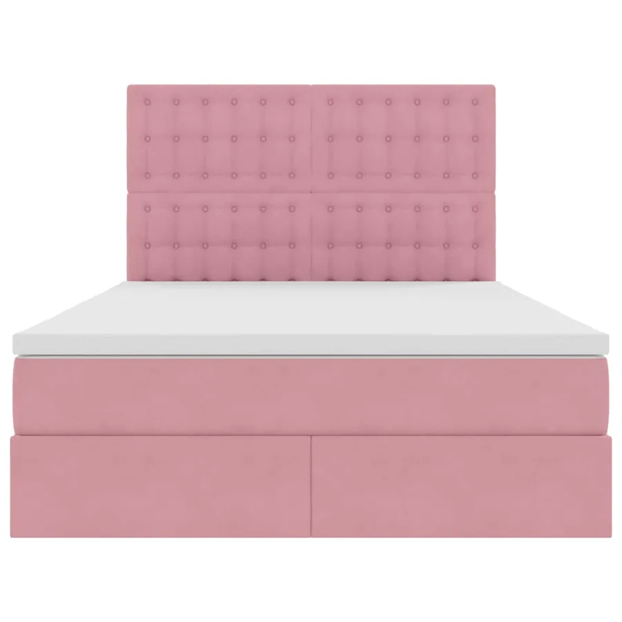 Lit avec rangement et matelas Rose 140 x 190 cm Velours - 7