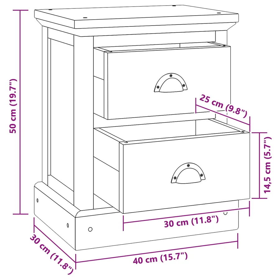 Table de chevet Naturel 40 x 30 x 50 cm Bois de teck massif - 10