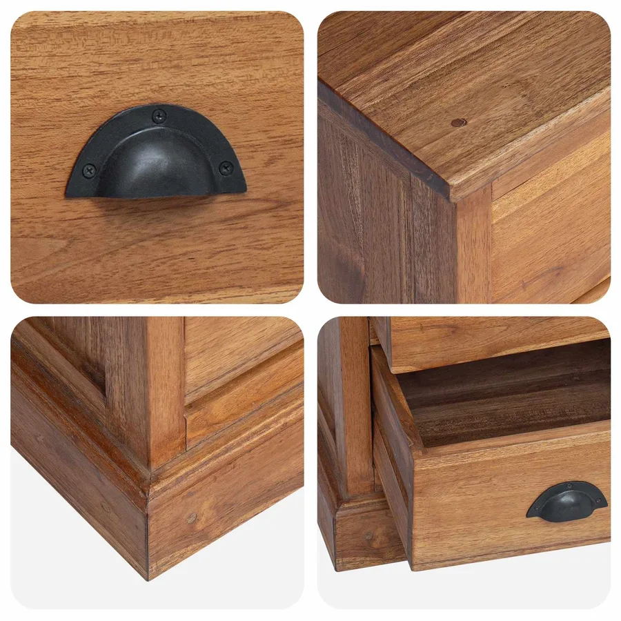 Table de chevet Naturel 40 x 30 x 50 cm Bois de teck massif - 9
