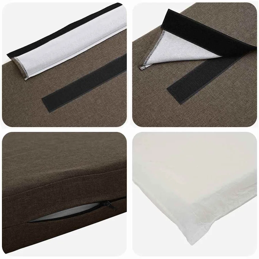 Tête de lit capitonnée Marron et Taupe 140 cm Pin massif - 7