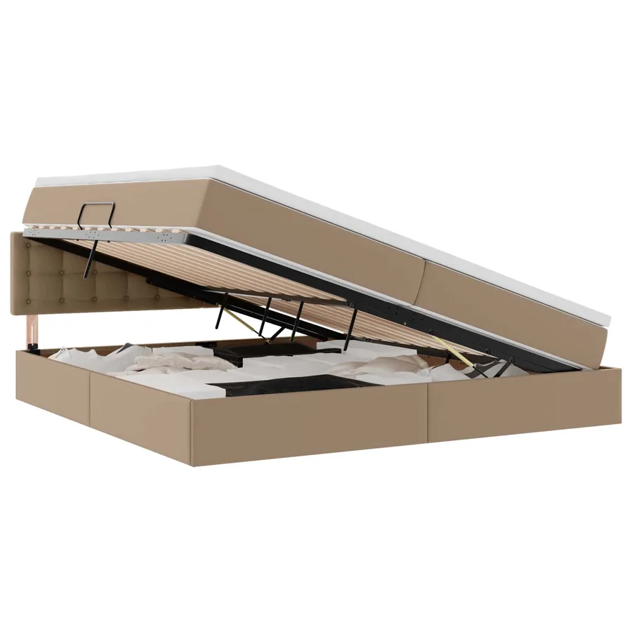 Lit avec rangement et matelas Cappuccino 200 x 200 cm - 2