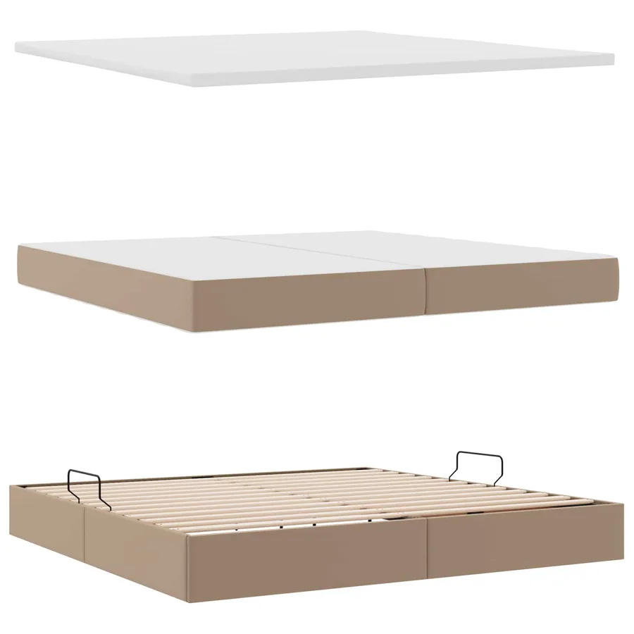 Lit avec rangement et matelas Cappuccino 200 x 200 cm - 7