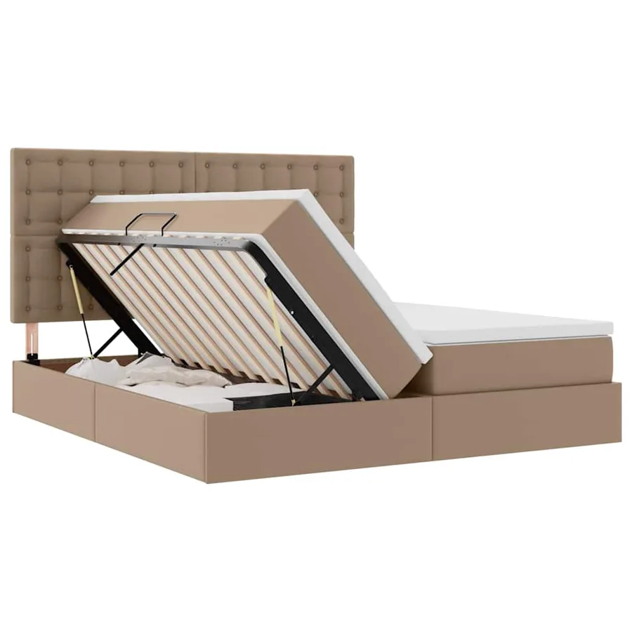 Lit avec rangement et matelas Cappuccino 200 x 200 cm - 7