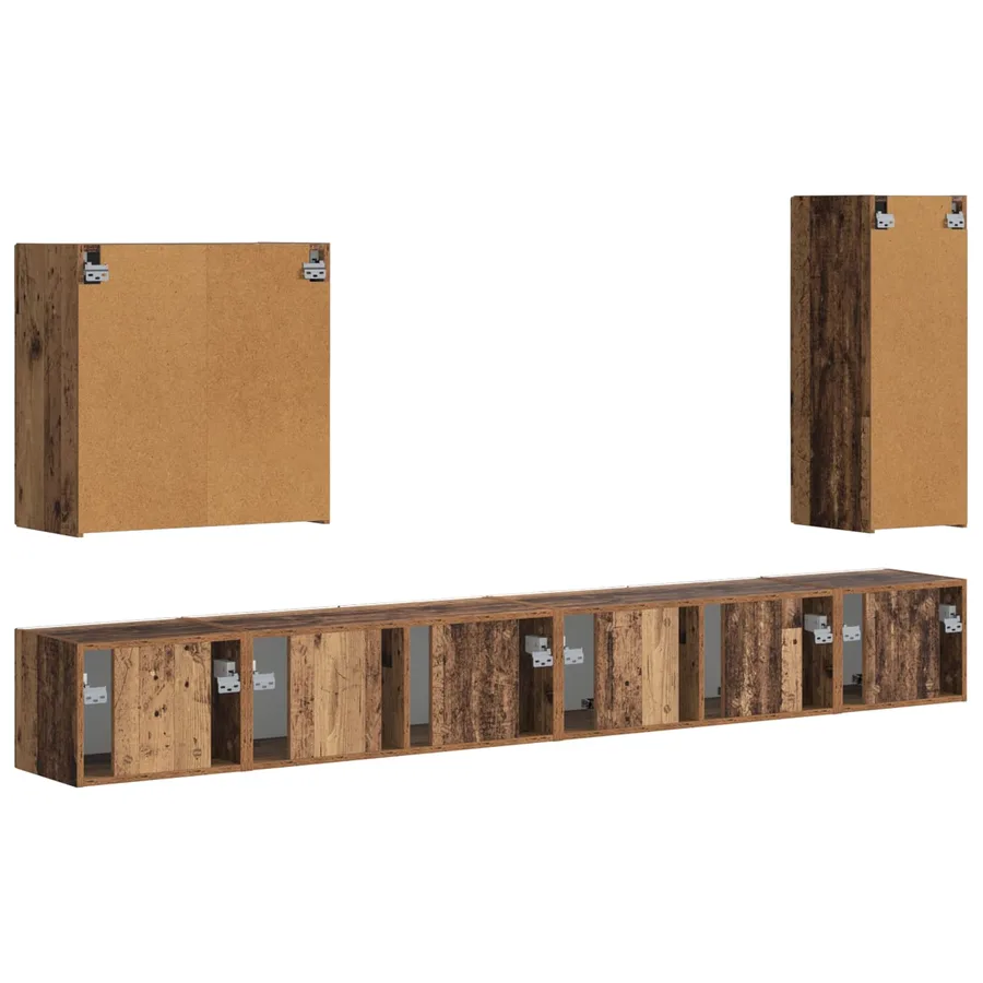 Ensemble de meuble TV mural Montage mural 6 pcs Bois Ancien - 10