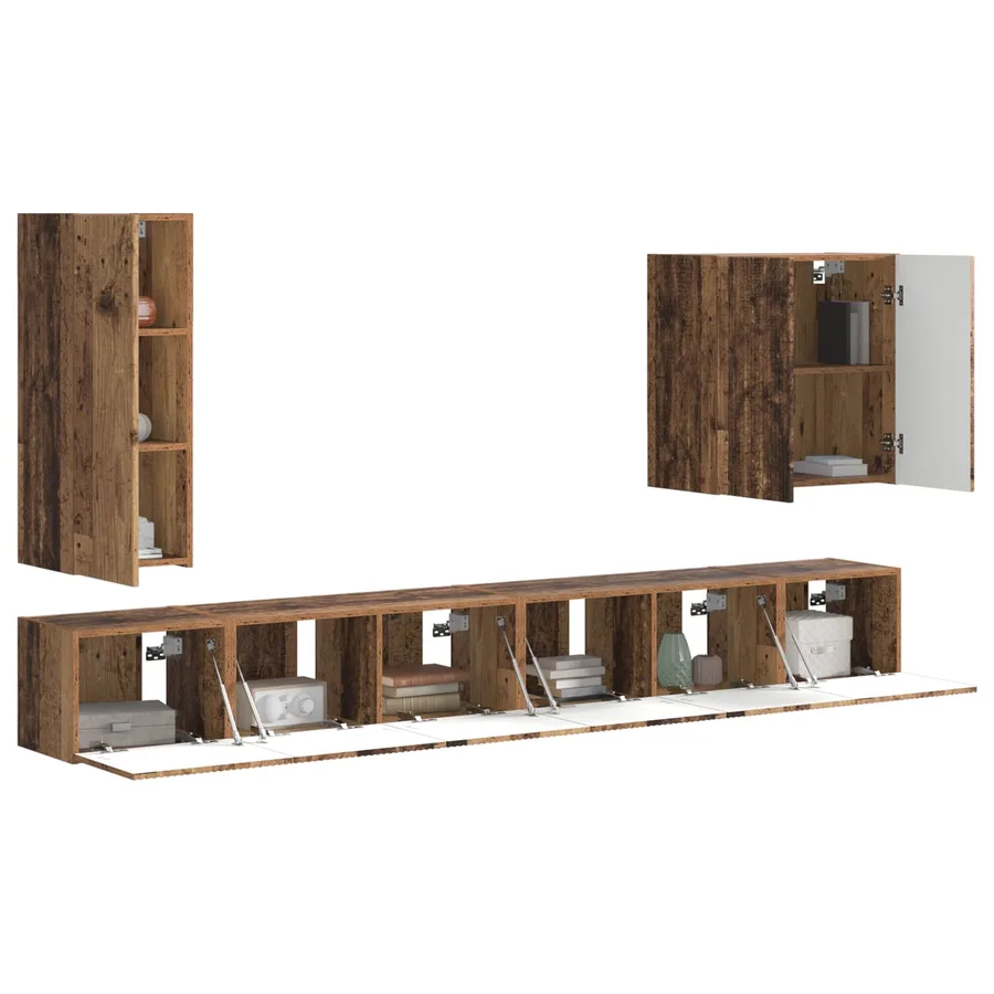 Ensemble de meuble TV mural Montage mural 6 pcs Bois Ancien - 3