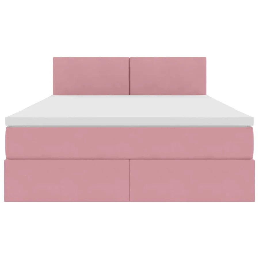 Lit de Rangement avec matelas Rose 140 x 190 cm Velours - 7
