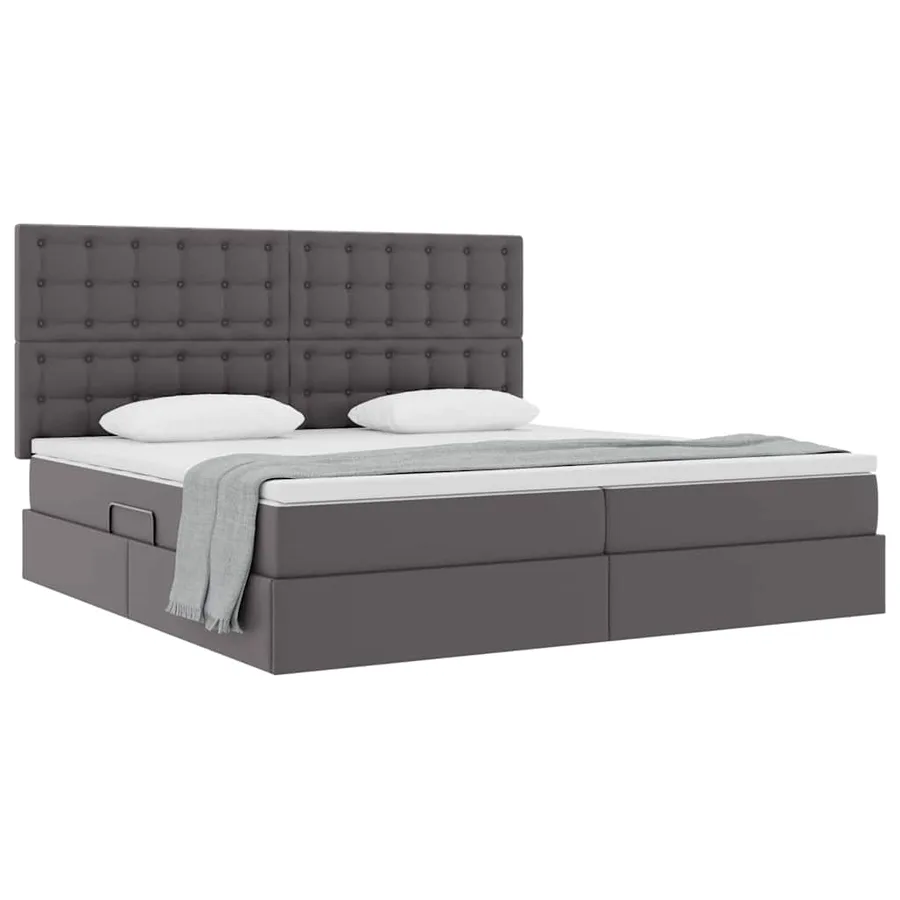 Lit de Rangement Gris 200 x 200 cm Cuir synthétique - 3