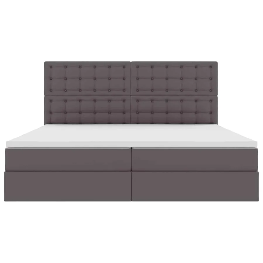 Lit de Rangement Gris 200 x 200 cm Cuir synthétique - 7