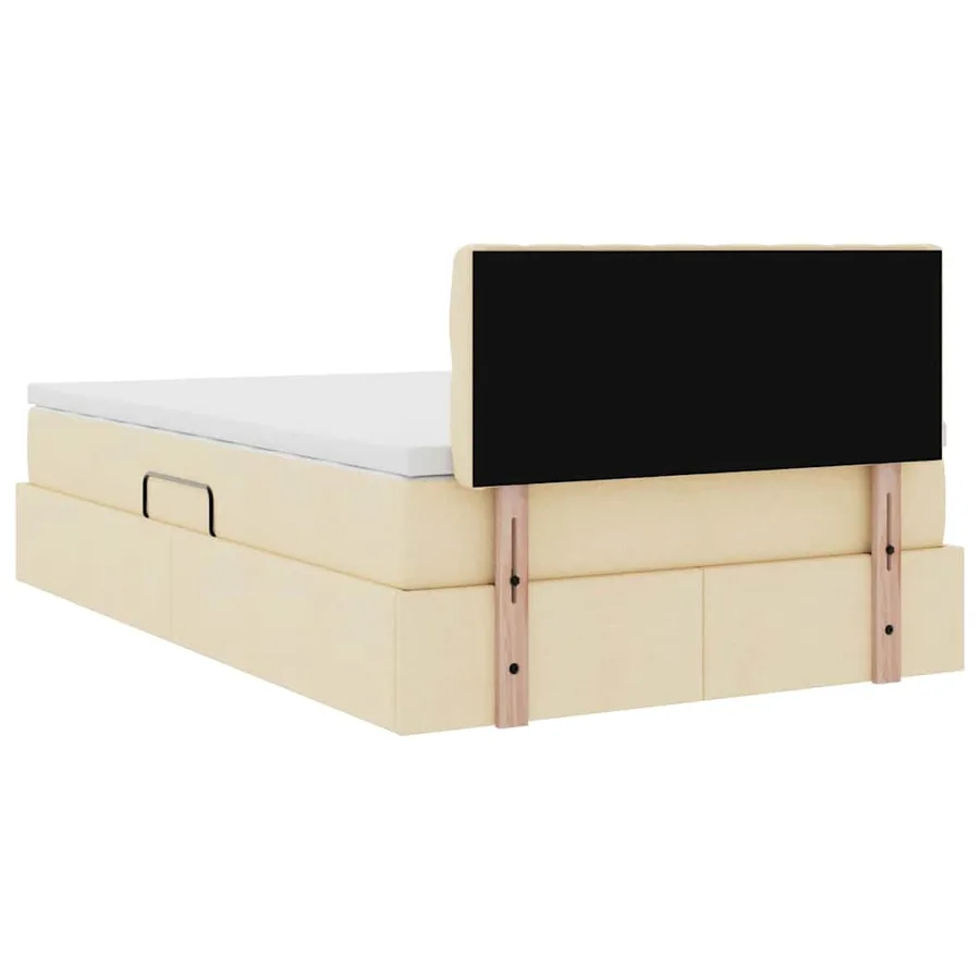 Lit de rangement LED avec matelas Crème 120 x 200 cm Tissu - 12