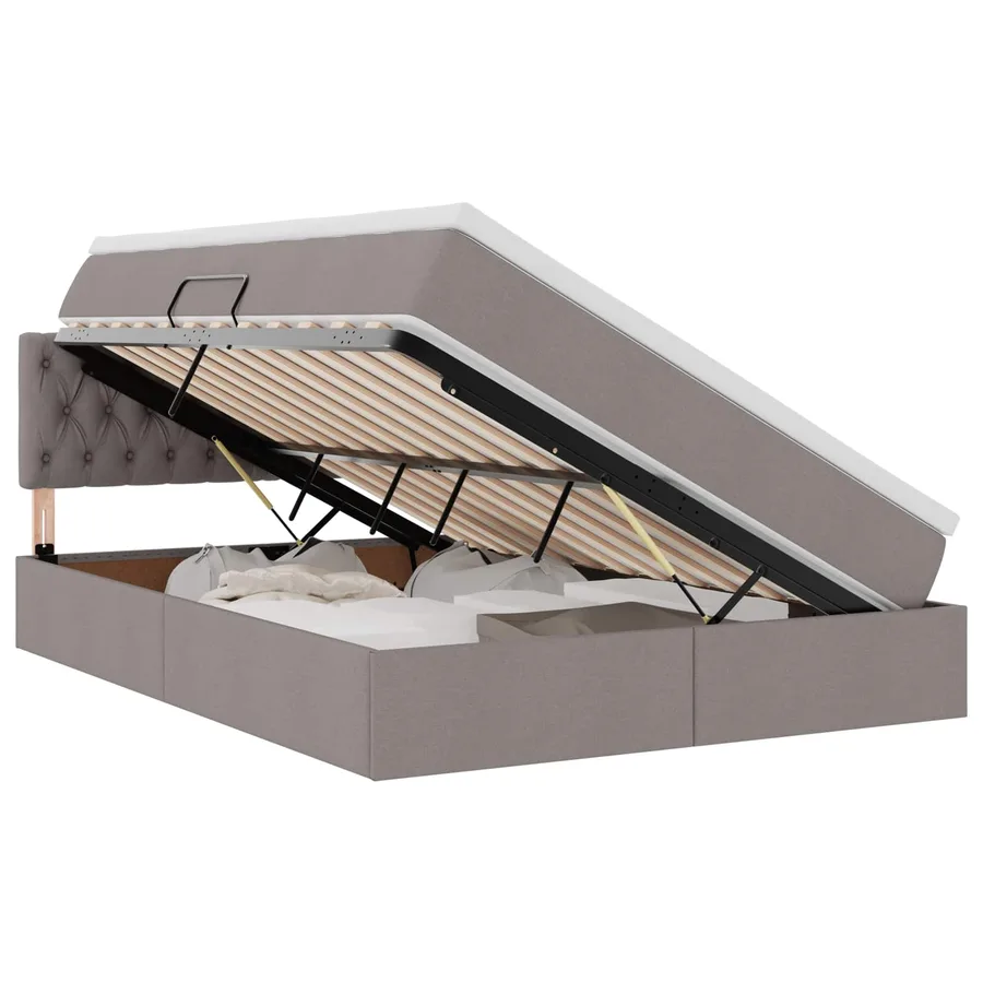 Lit de rangement LED avec matelas Taupe 140 x 190 cm Tissu - 2