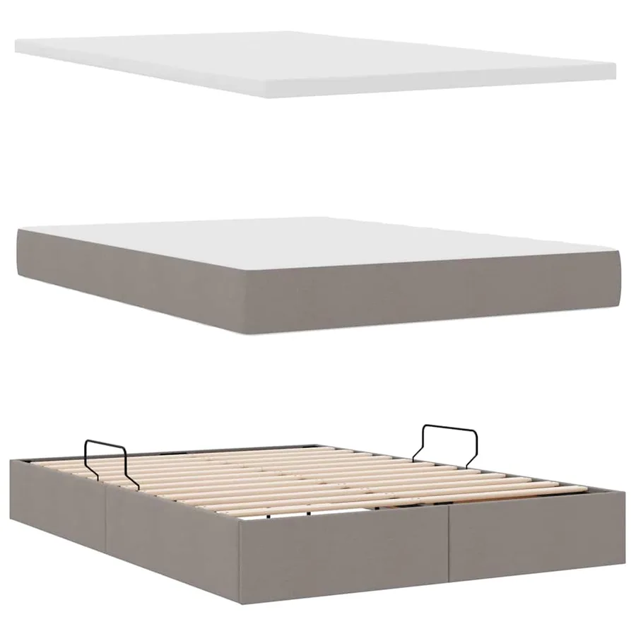 Lit de rangement LED avec matelas Taupe 140 x 190 cm Tissu - 9