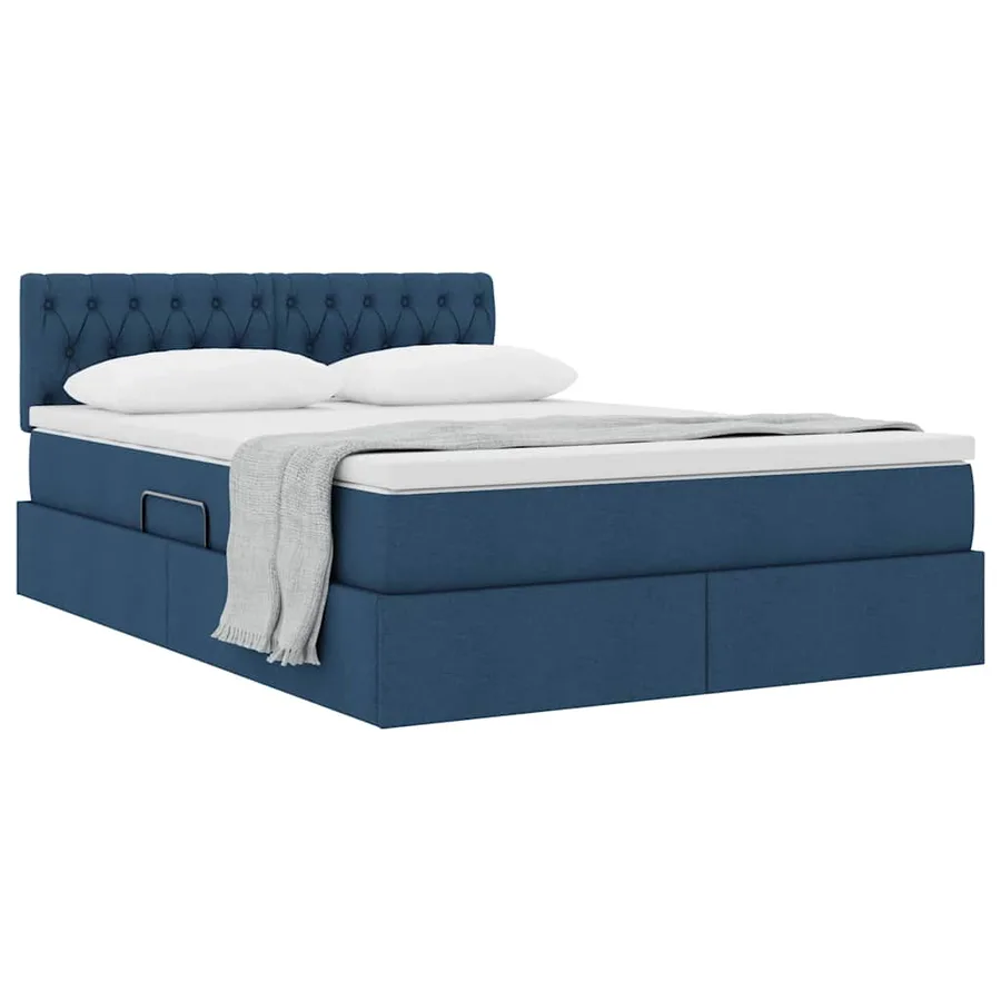 Lit avec rangement et matelas avec matelas Bleu 140 x 190 cm - 3