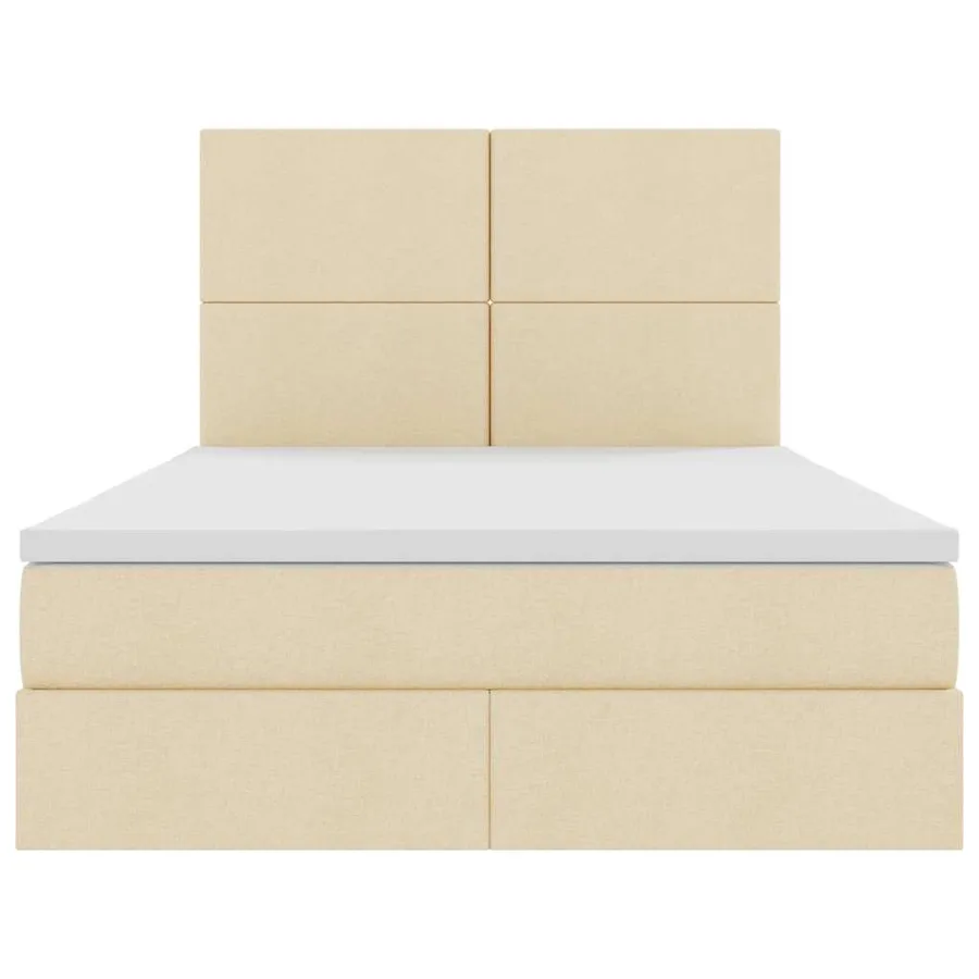 Lit avec rangement et matelas Crème 140 x 190 cm tissu - 7