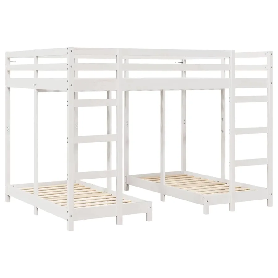 Cadre de lit superposé triple Blanc 140 x 200 cm Pin massif - 3