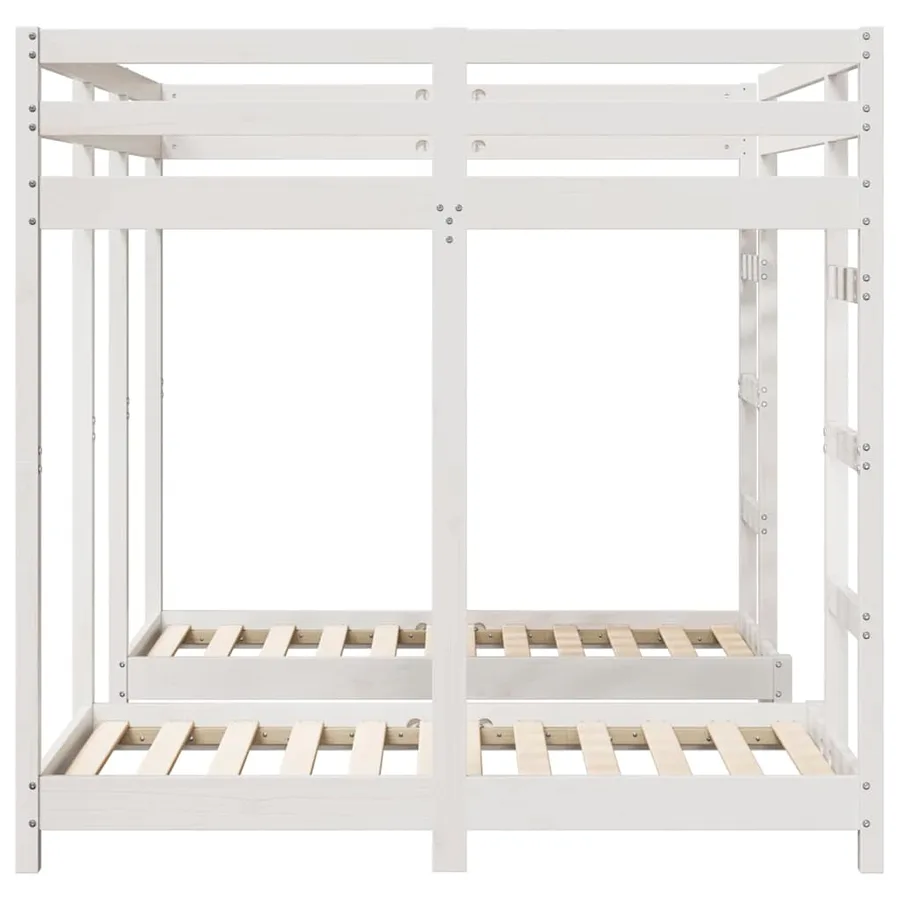Cadre de lit superposé triple Blanc 140 x 200 cm Pin massif - 5