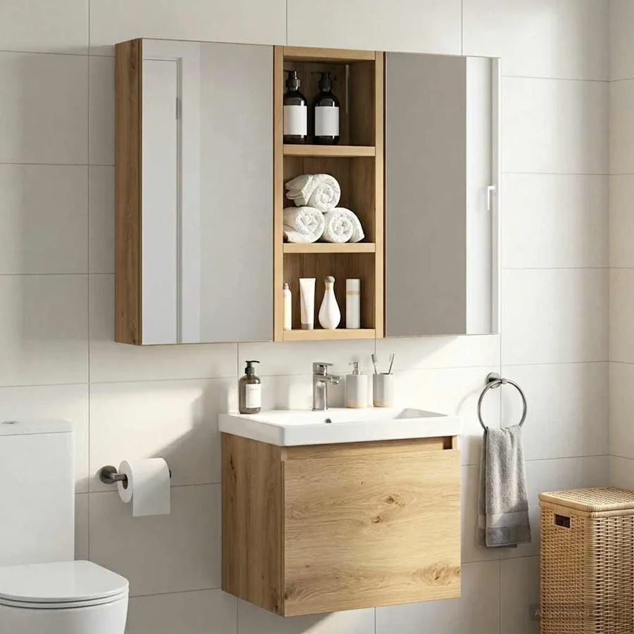 Armoire murale de salle de bain Chêne artisan 20 x 10 x 50 cm - 4