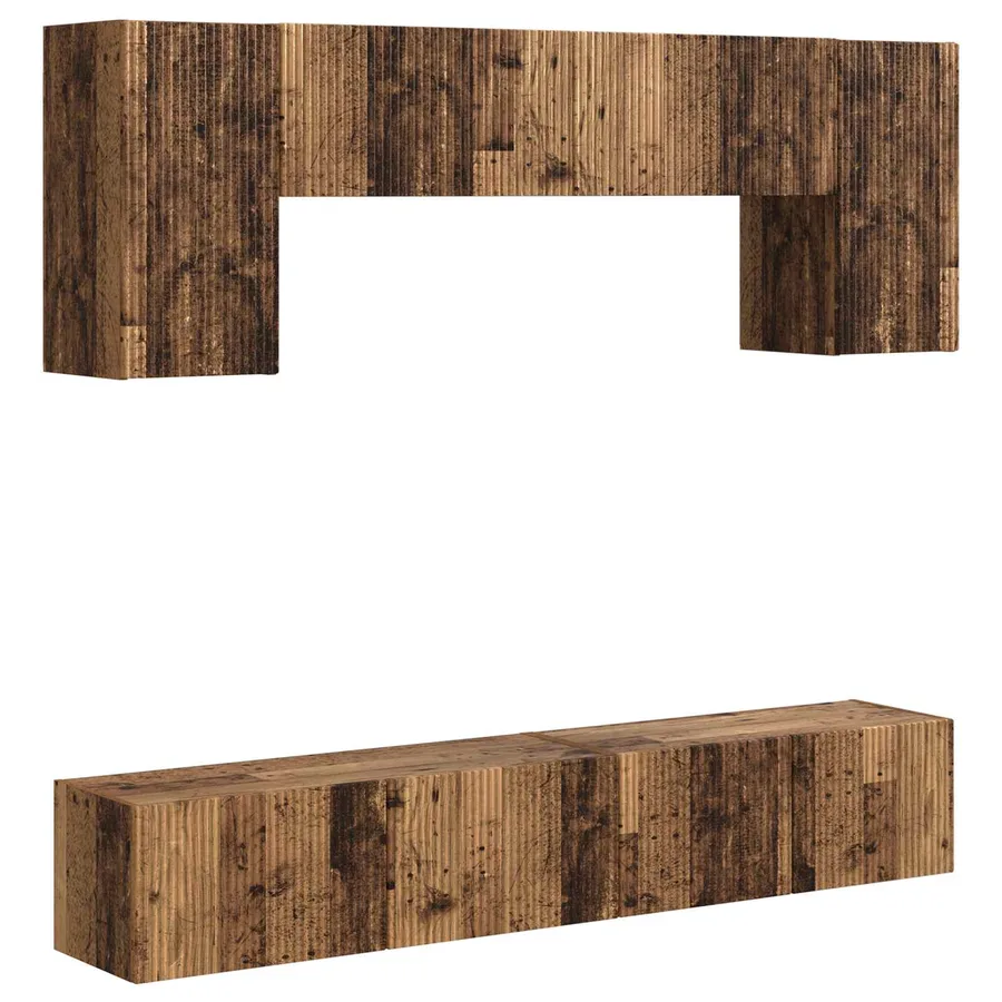Ensemble meuble TV 4 pcs Bois ancien Bois d'ingénierie - 2